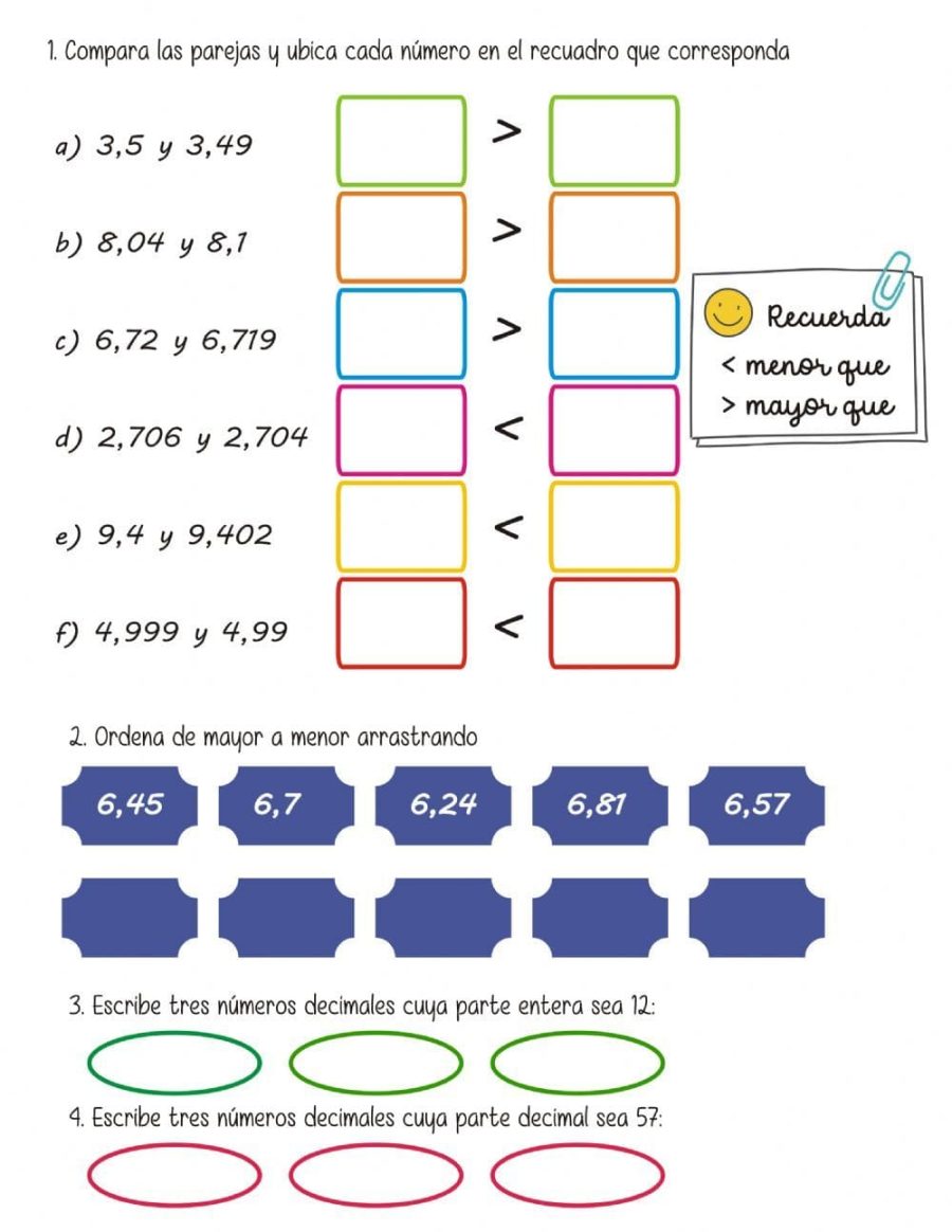 Números naturales y números decimales 1