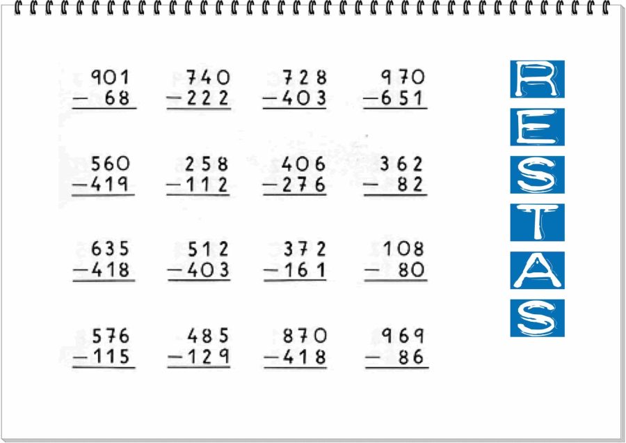 Ejercicios de restas con llevadas de dos y tres cifras 2