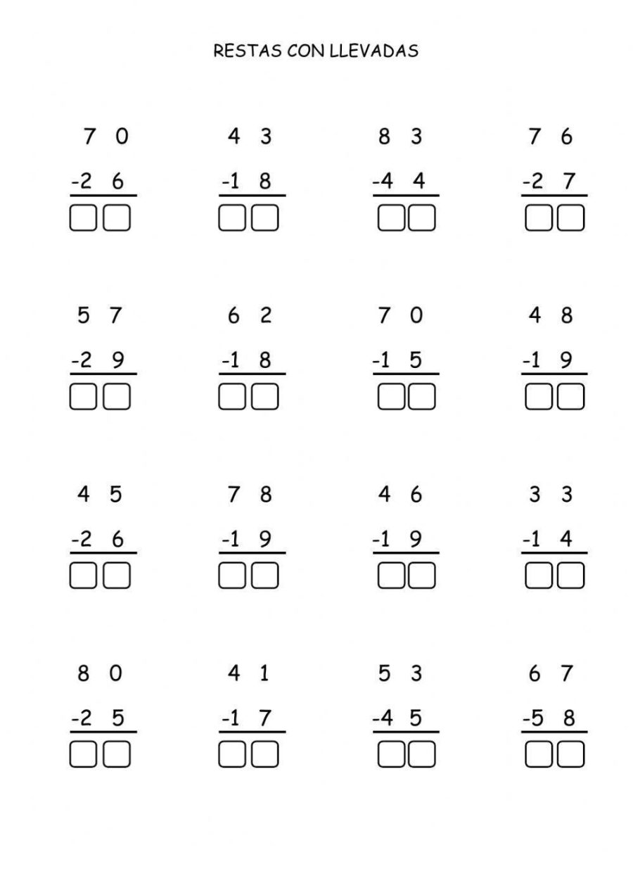Restas con llevadas: concepto y aplicaciones 3