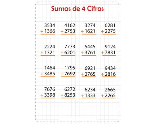 Sumas con números de cuatro cifras 1
