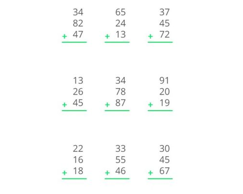 Sumas con números de dos cifras 2