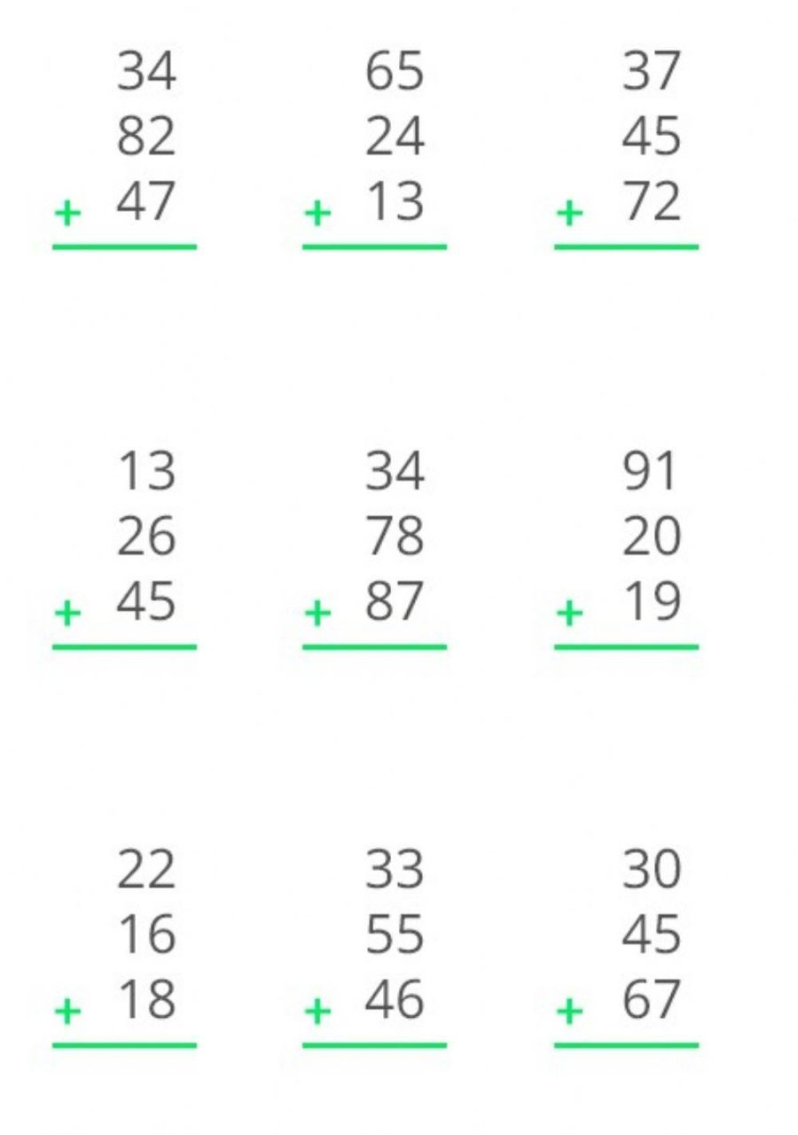 Sumas con números de dos cifras 2