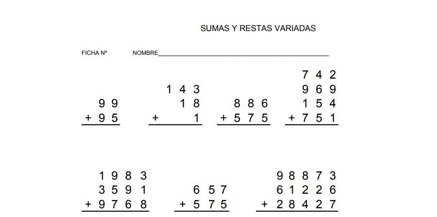 Sumas y restas 3