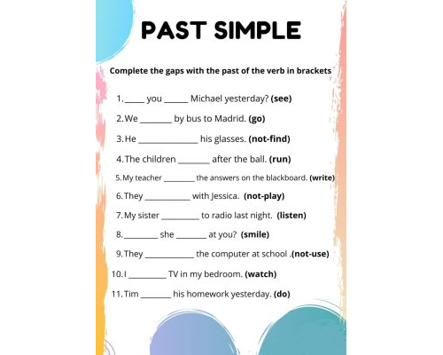 Fichas interactivas para practicar el pasado simple 1