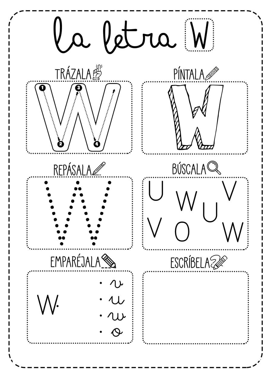 Fichas de la W para imprimir 1