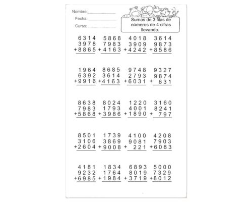 Sumas con números de cuatro cifras 2