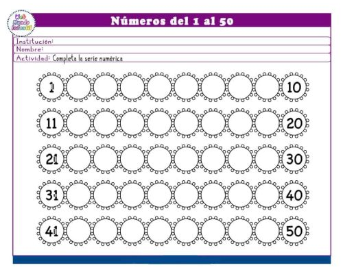 Aprendizaje de los números del 1 al 50 2