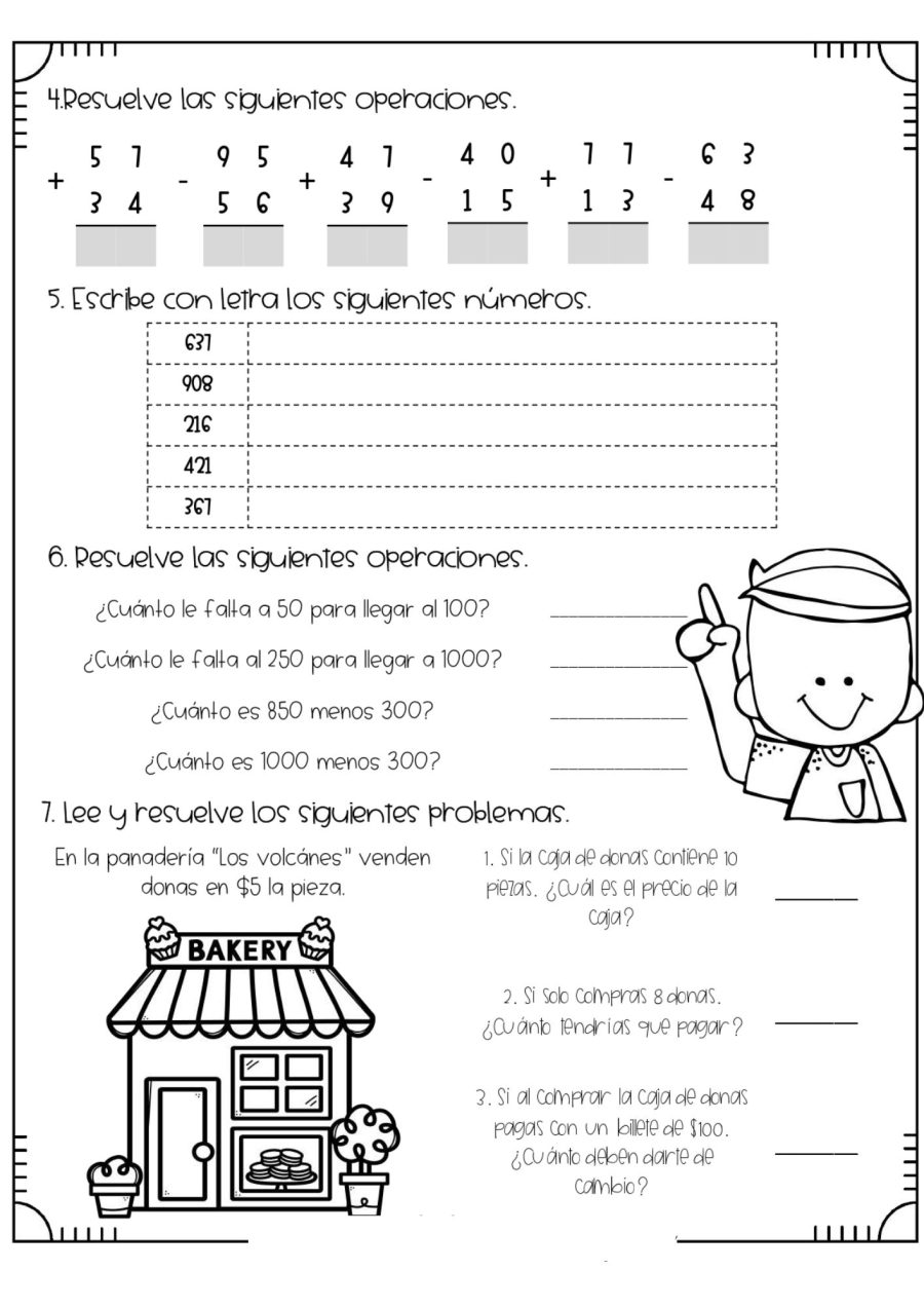 Fichas de Matemáticas 2 Primaria Educación 2