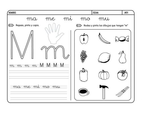 Fichas de la M para imprimir 1