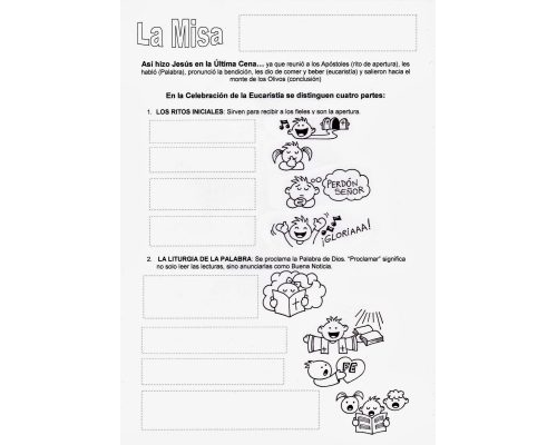 Ejercicios y juegos sobre la vida de Jesús y la Eucaristía 3