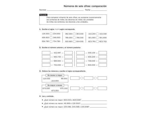 Fichas de repaso 4 primaria
