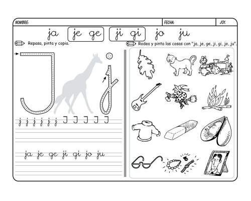 Fichas de la J para imprimir 3