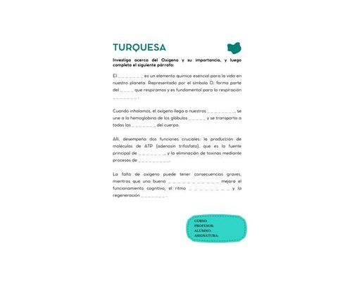 Fichas de color turquesa para escribir 1