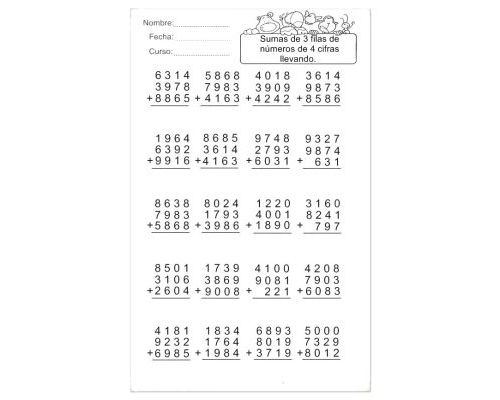 Sumas con números de cuatro cifras 2