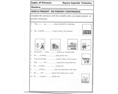 Fichas de lengua y ejercicios de inglés 2