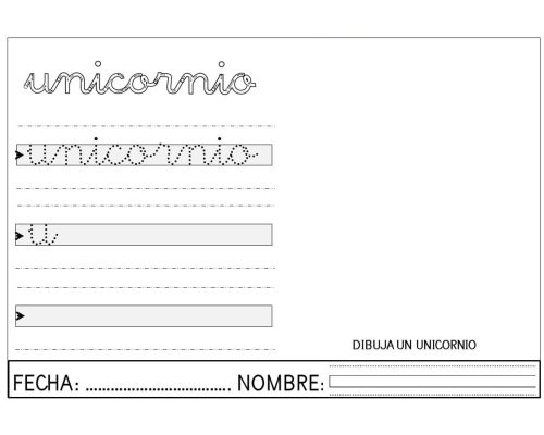 Fichas de unicornios para escribir 1
