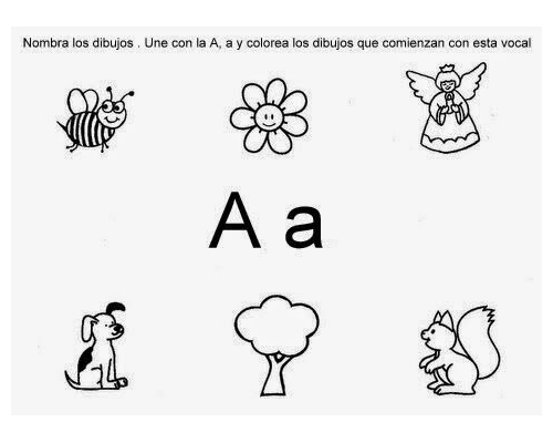 Fichas de la A para colorear 2