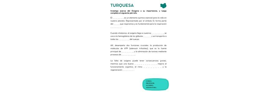 Fichas de color turquesa para escribir 1