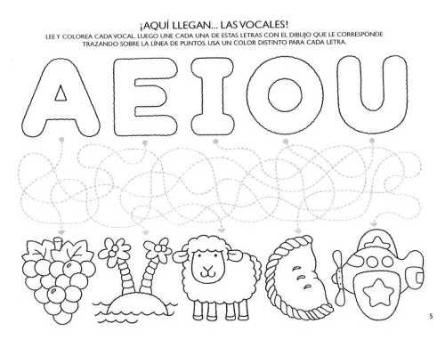 Actividades de colorear y completar palabras con vocales 3