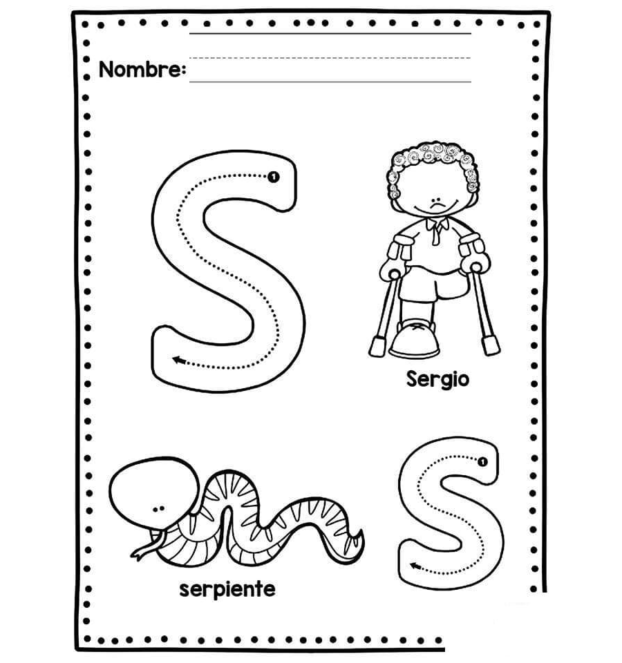 Fichas de la S para colorear 1