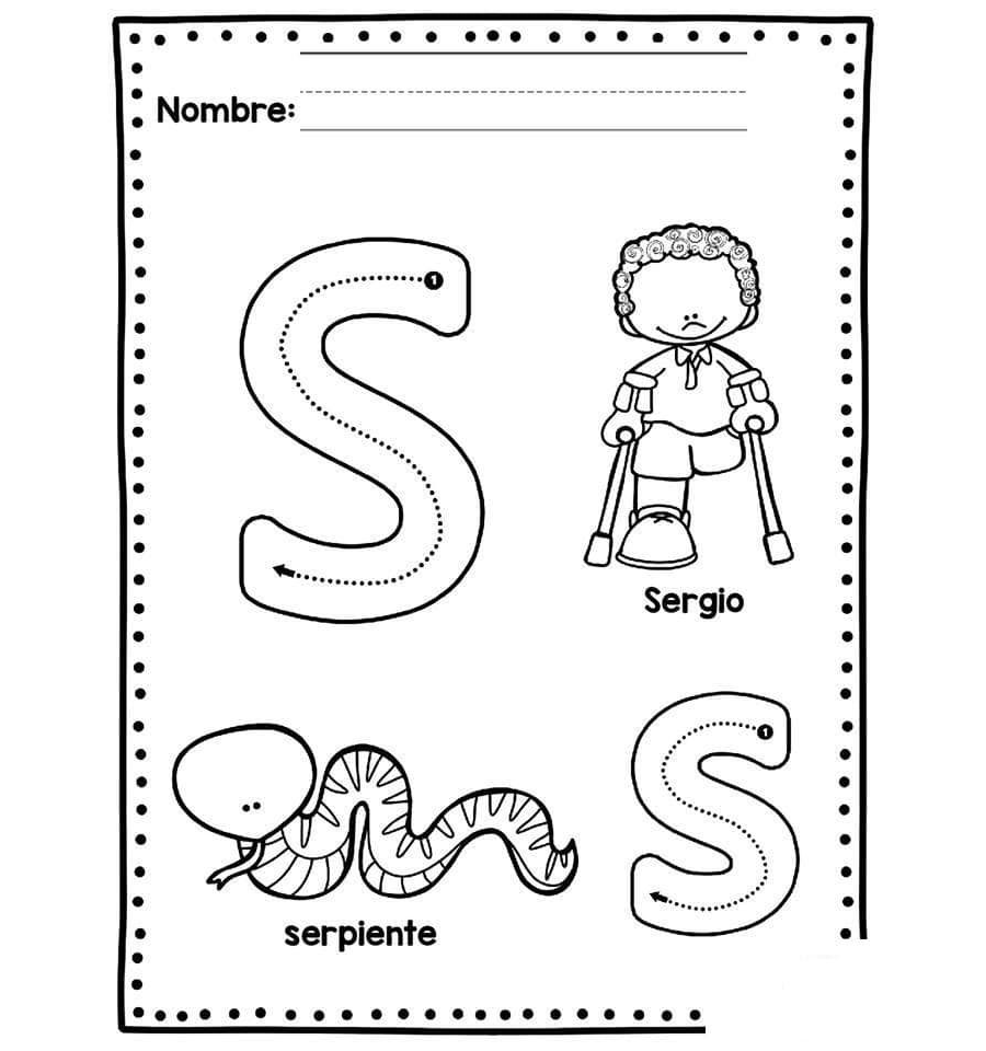 Fichas de la S para colorear 1