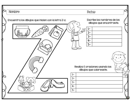Fichas de la Z para colorear 1