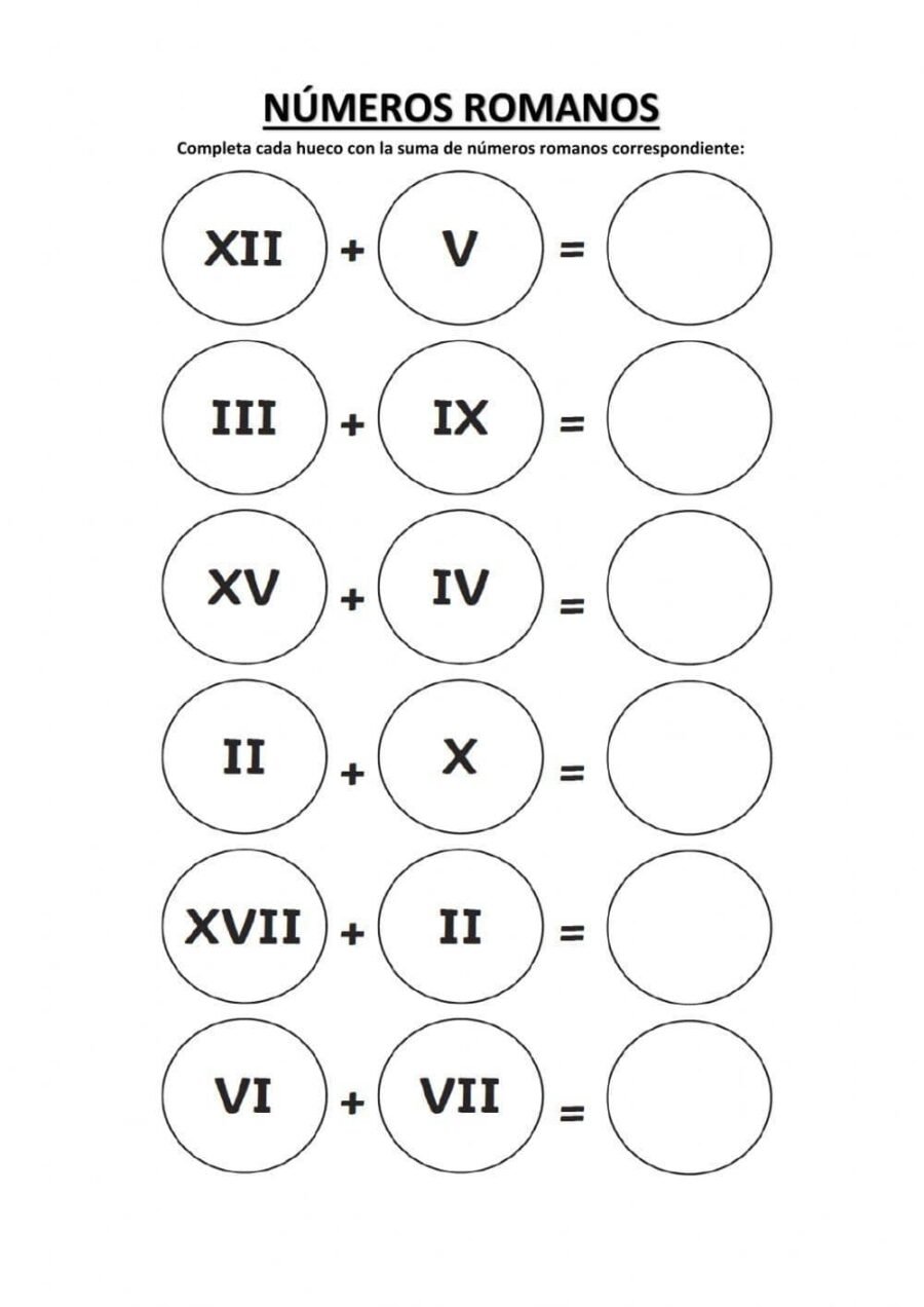 Sumar, restar y operar con números romanos 1