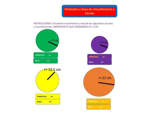 Área y perímetro de círculos 1