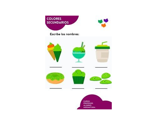 Fichas de colores secundarios para escribir 3