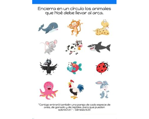 Fichas del arca de Noé para escribir 1
