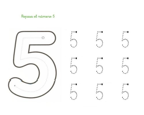 Ejercicios de escritura y reconocimiento del número 5 2