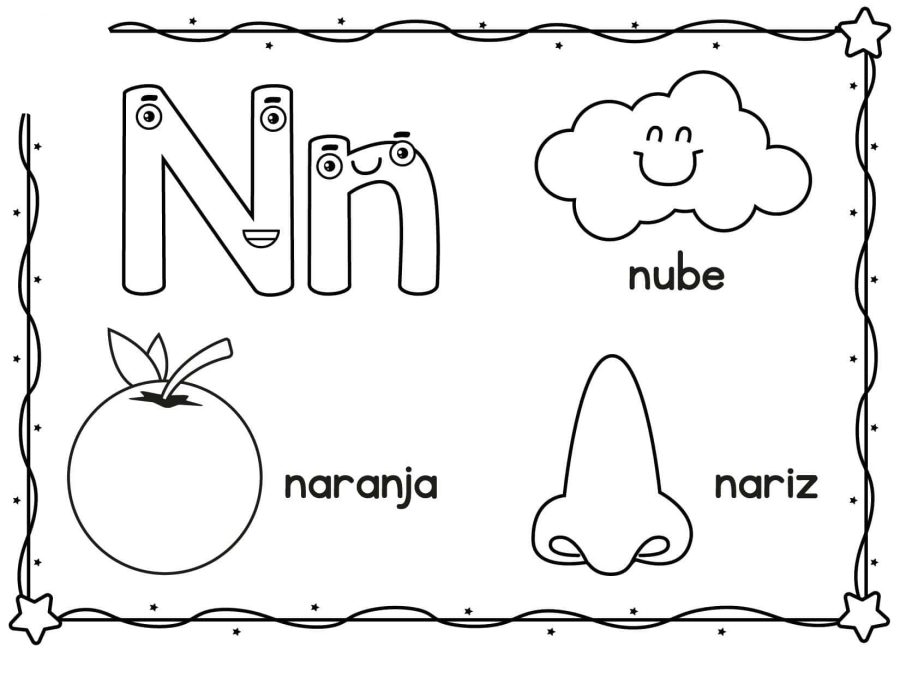 Fichas de la N para colorear 2