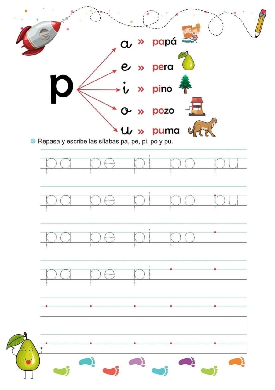 fichas de la P para imprimir 2