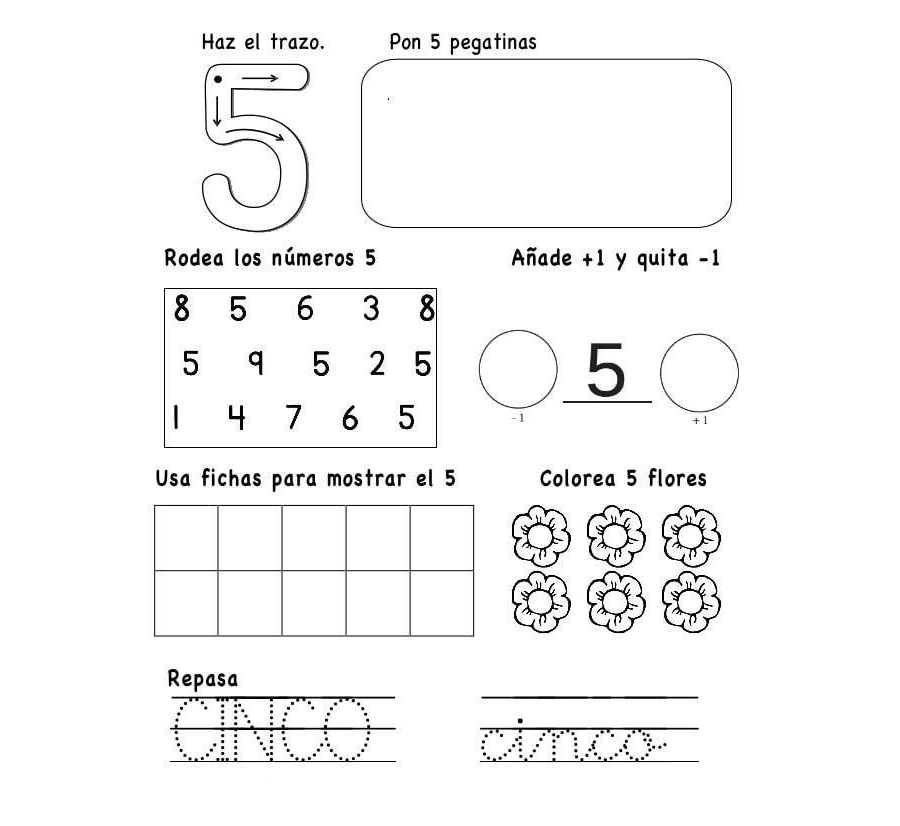 Problemas y operaciones matemáticas con el número 5 2
