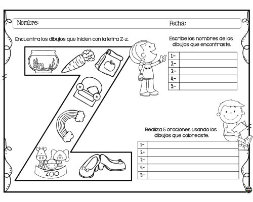 Fichas de la Z para colorear 1