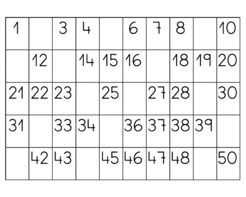 Tabla de números del 1 al 50 2