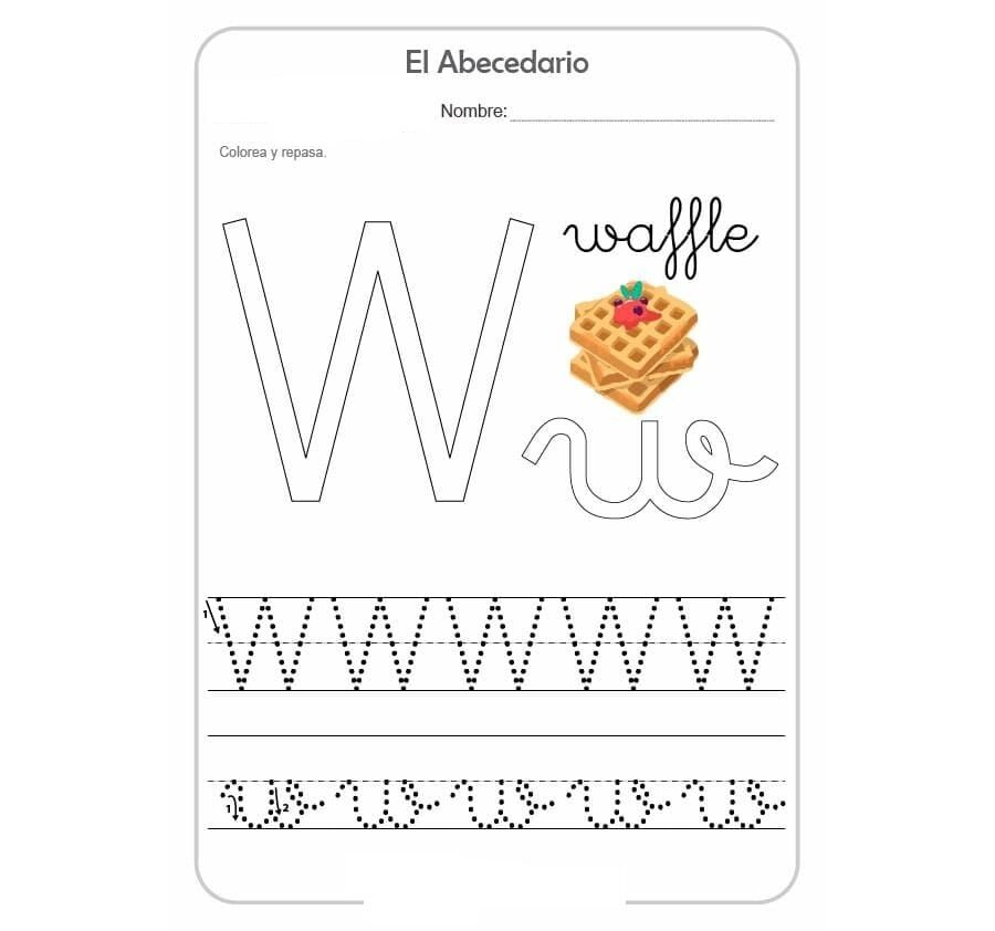 Fichas de la W para colorear 2