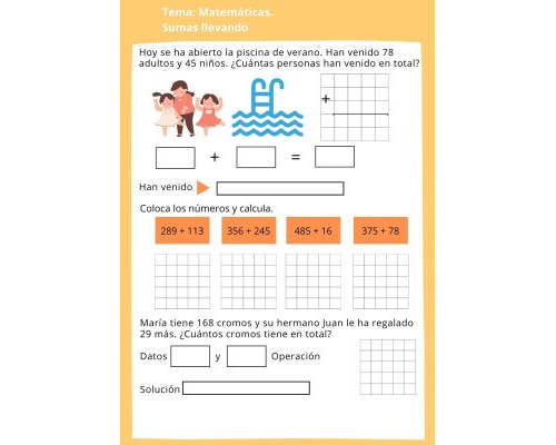 Ejercicios de sumas con llevadas 3