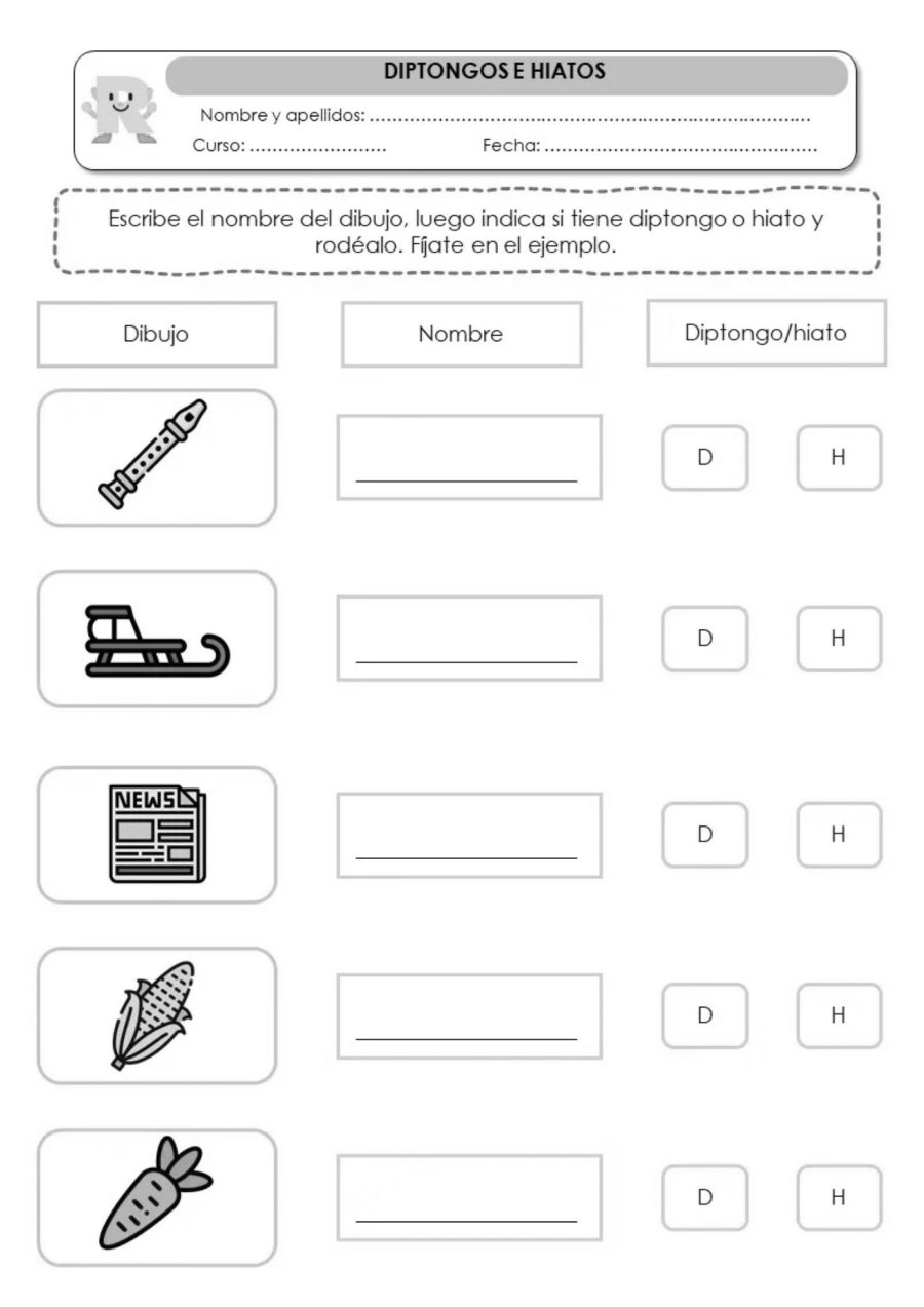 Fichas Diptongos e Hiatos Recursos 2