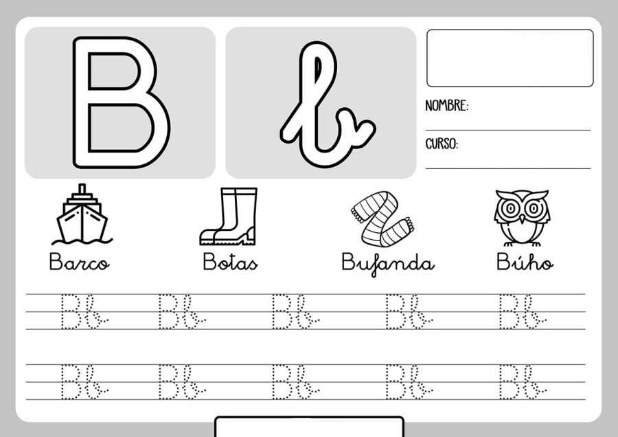 Fichas de la B para colorear 1