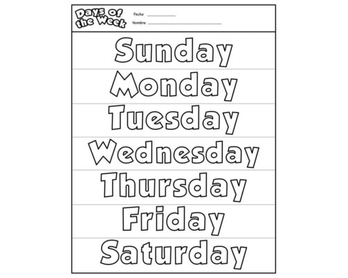 Fichas de días de la semana