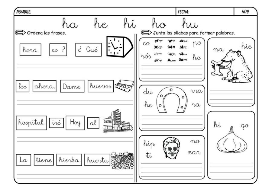 Fichas de la H para imprimir 1