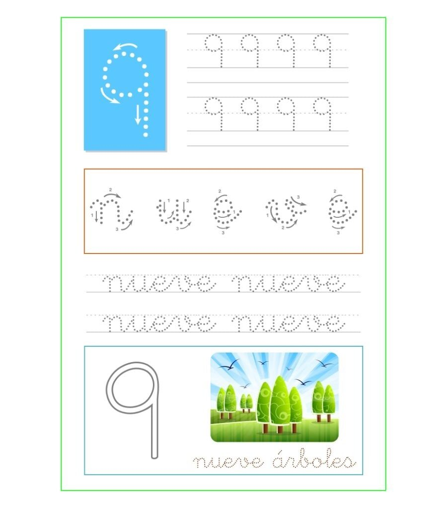 Ejercicios de caligrafía para letras y números 3