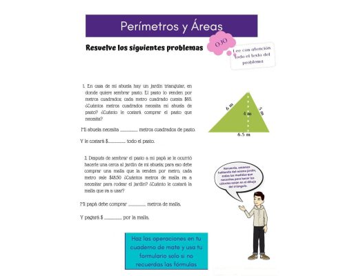 Ejercicios prácticos calcular áreas y perímetros en situaciones de la vida real 1