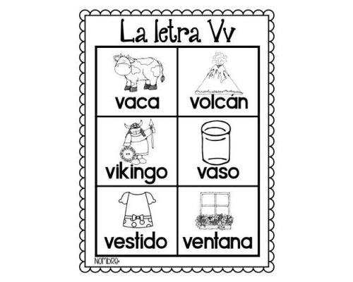 Fichas de la V para colorear 2