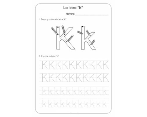 Fichas de la K para colorear 1