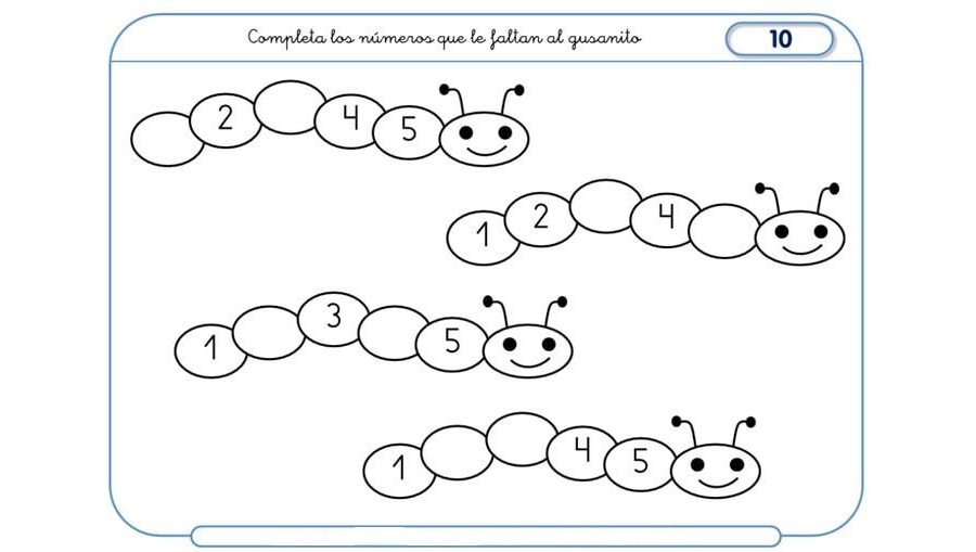 Fichas de los números del 1 al 5 para niños 2
