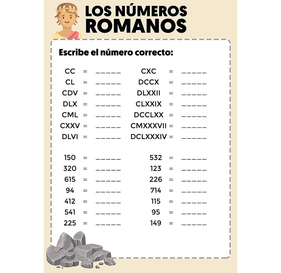 Fichas de divisiones con números romanos 2