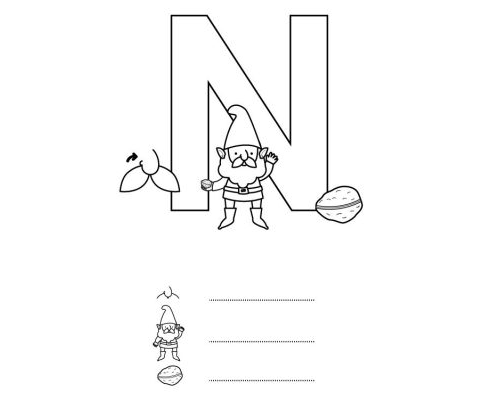 Fichas de la N para colorear 3