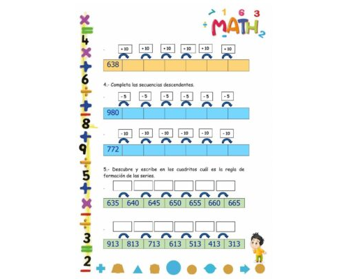 Fichas de números del 200 al 300